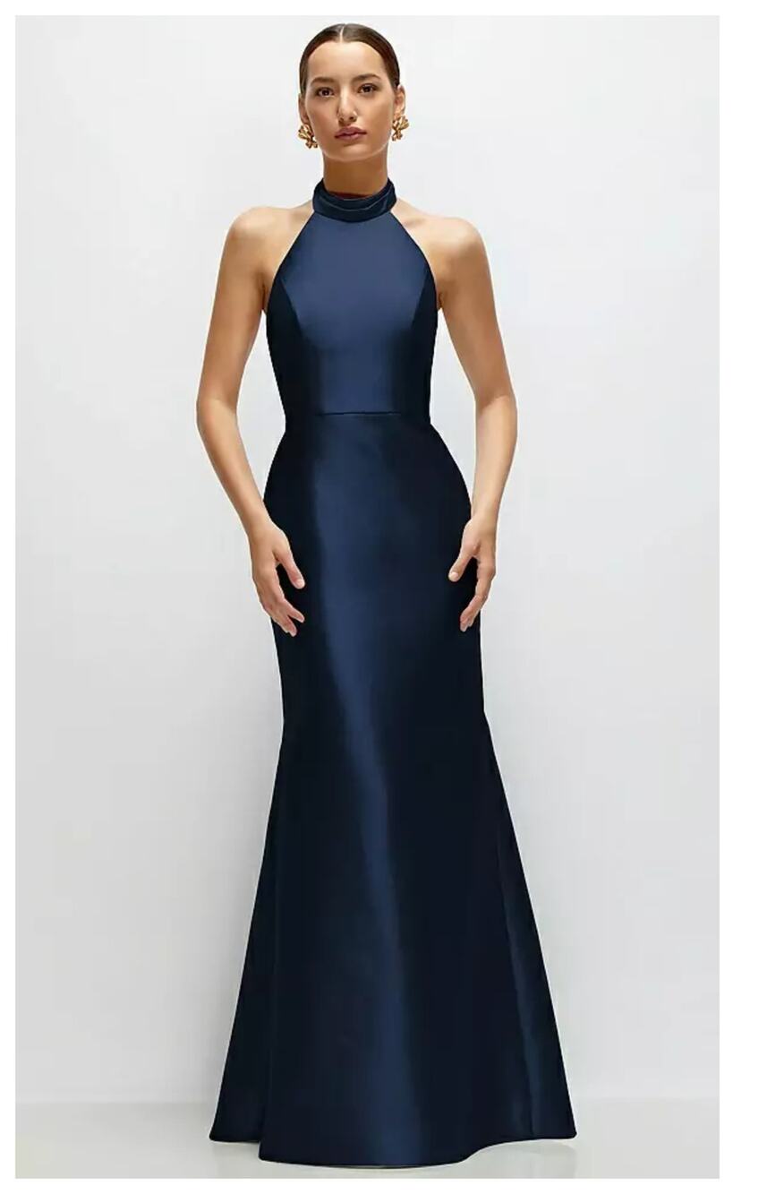 NEW Alfred Sung Halter Satin Trumpet Gown Size 12